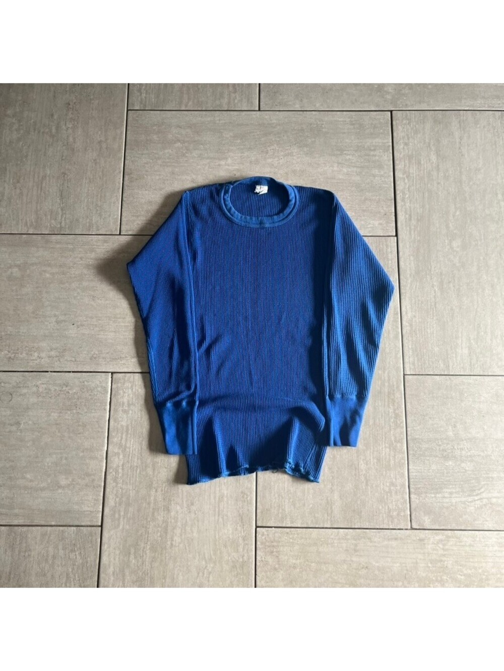 Vintage 70s-80s J.F. Morgan Blue Thermal Long Sleeve Shirt Size S
